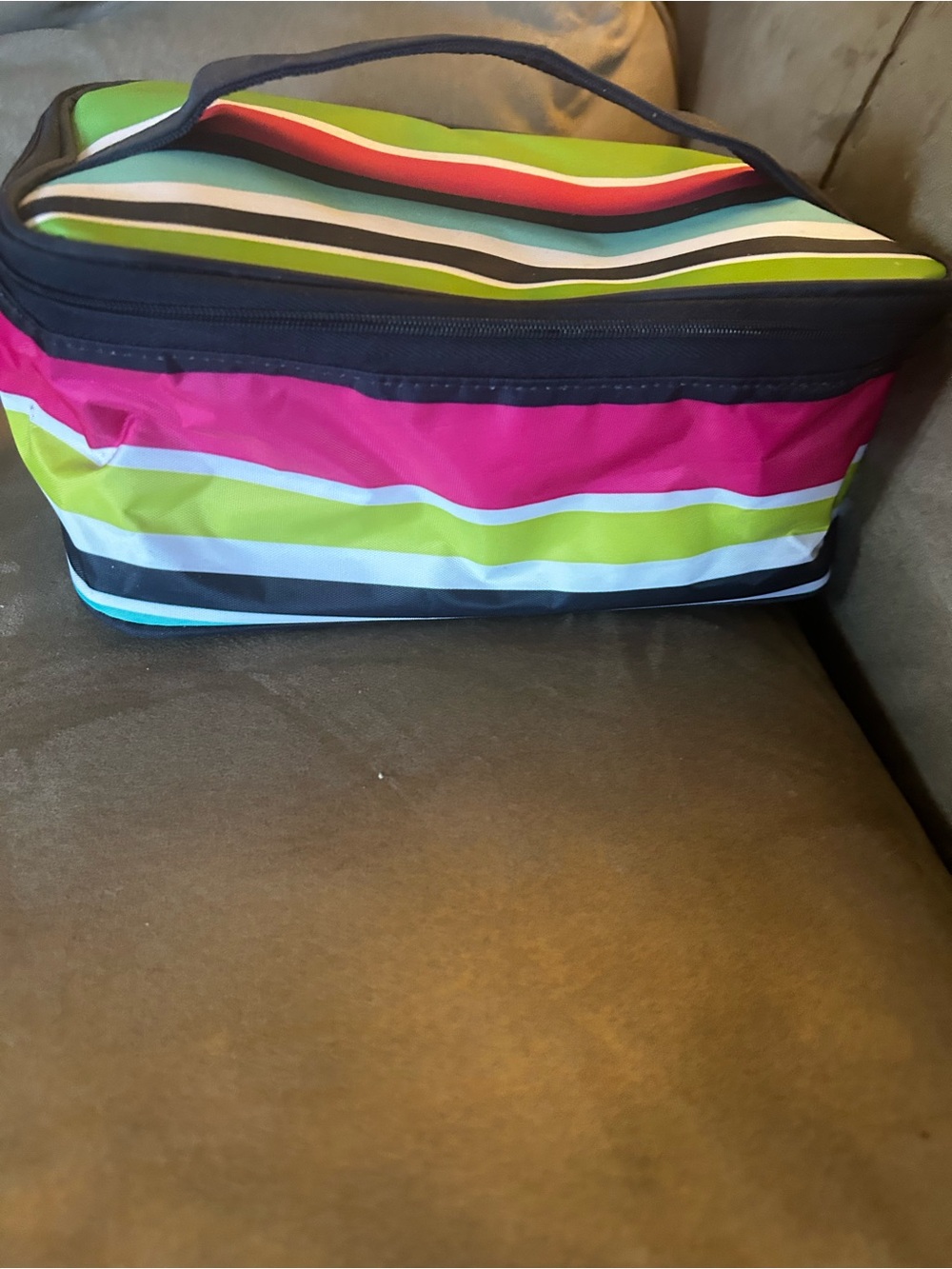 Thirty one Glamour Case Preppy Pop Striped Multi-Color Cosmetic/Toiletry Bag